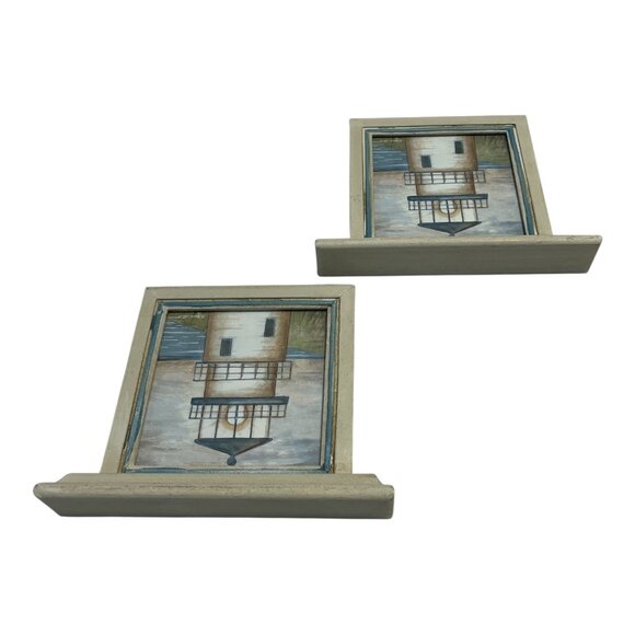 Set of 2 Lighthouse Wall Art Plaques by Dianne Lotter | Coastal Beach Decor | 8” - Picture 3 of 4